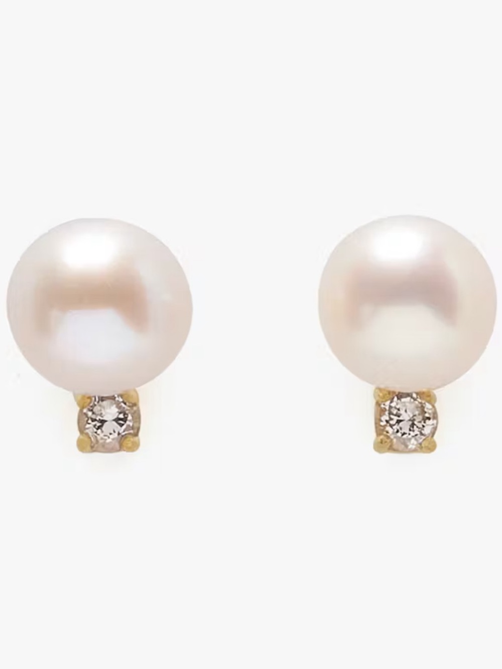 Dior Gold Pearl & CZ Diamond Stud Earrings